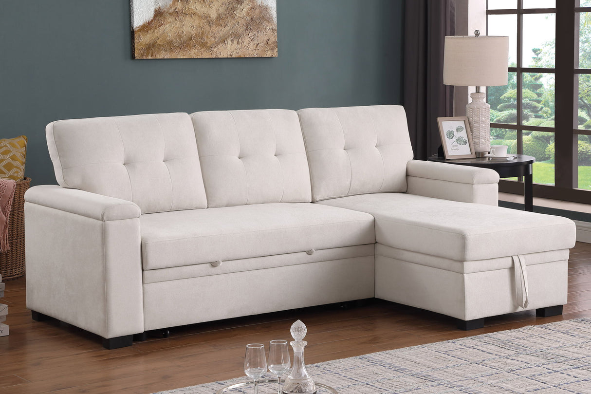 Lucca II - 84.5"W Reversible Sleeper Sectional Sofa with Storage Chaise by Lilola Home | Bel Furniture