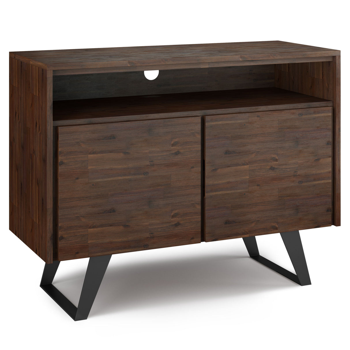 Lowry - Handcrafted TV Media Stand - Distressed Charcoal Brown by Simpli-Home | Bel Furniture