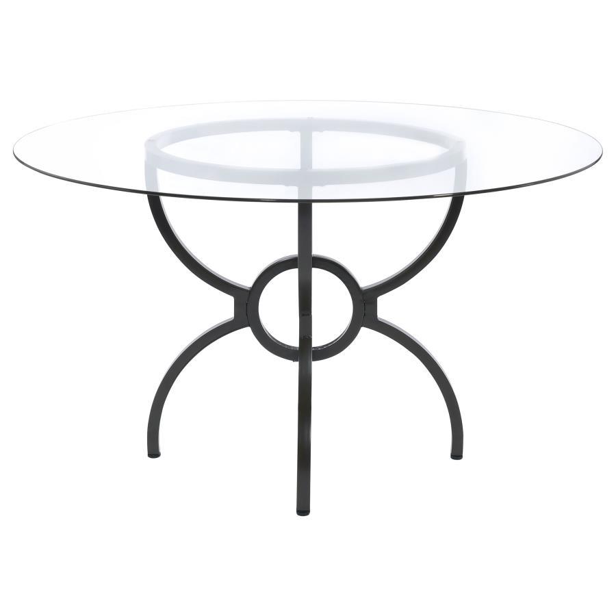 Aviano - Round Glass Top Metal Dining Table - Gunmetal by Coaster Fine Furniture | Bel Furniture