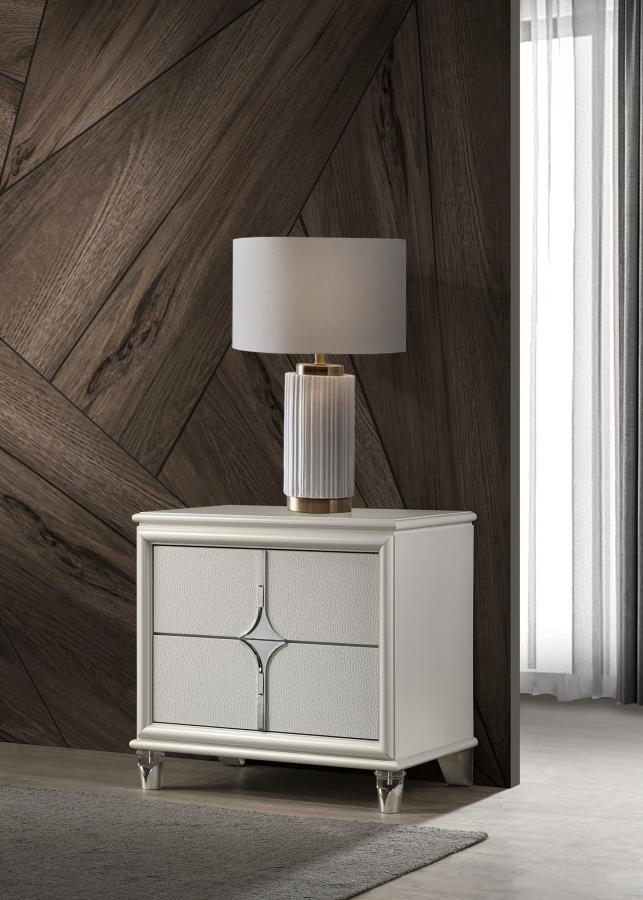 Olivia - 2-Drawer Nightstand Bedside Table - Pearl White by Coaster Fine Furniture | Bel Furniture