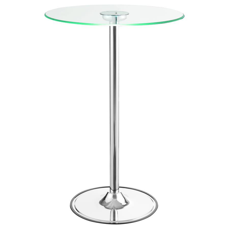 Thea - Round Glass Top LED Bistro Bar Table - Chrome by CoasterEssence | Bel Furniture