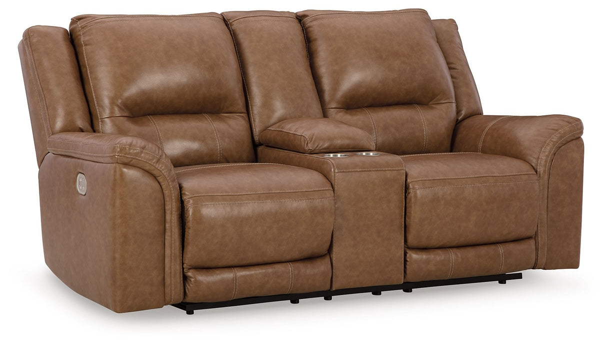 Trasimeno - Power Reclining Loveseat With Console Light Brown by Signature Design by Ashley® | Bel Furniture