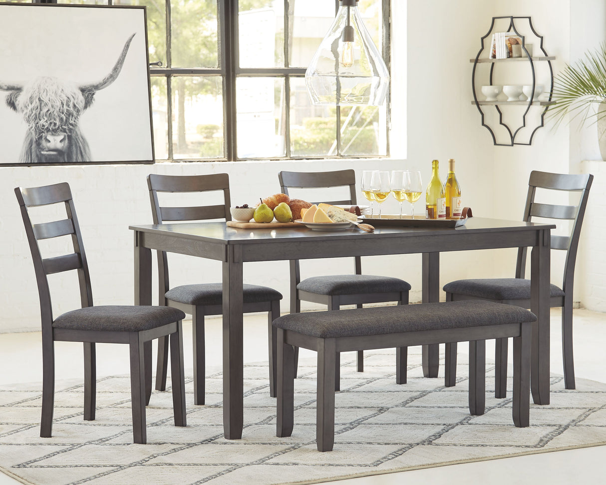 Bridson - Gray - RECT DRM Table Set (Set of 6) by Signature Design by Ashley® | Bel Furniture