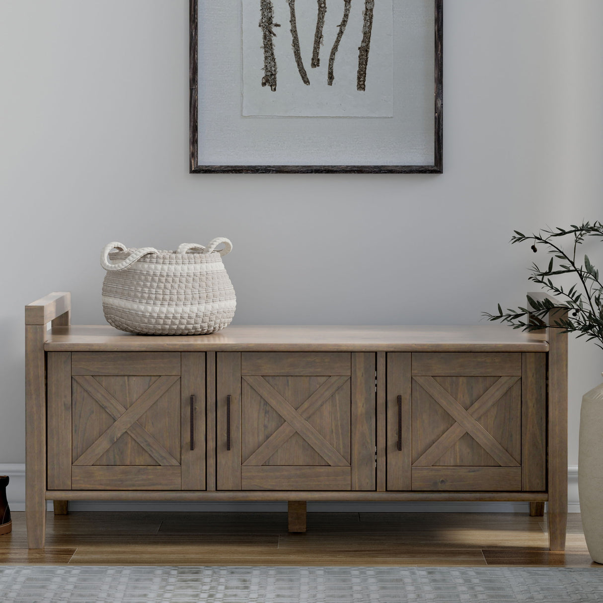 Ela - Entryway Storage Bench - Smoky Brown by Simpli-Home | Bel Furniture