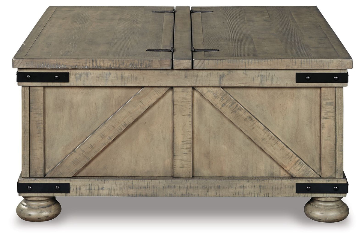 Aldwin - Gray - Cocktail Table With Storage - Square by Signature Design by Ashley® | Bel Furniture