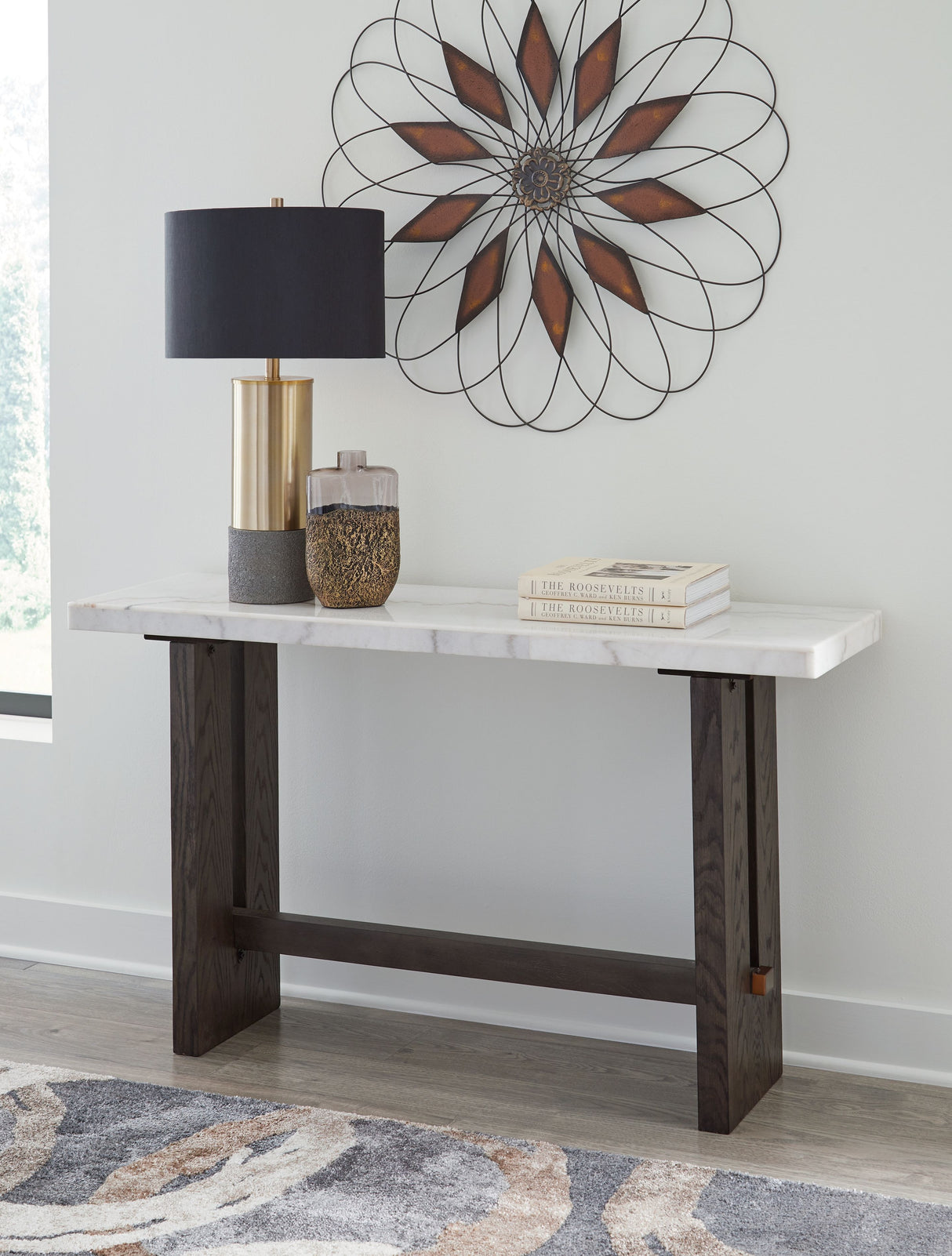 Burkhaus - White / Dark Brown - Sofa Table by Signature Design by Ashley® | Bel Furniture