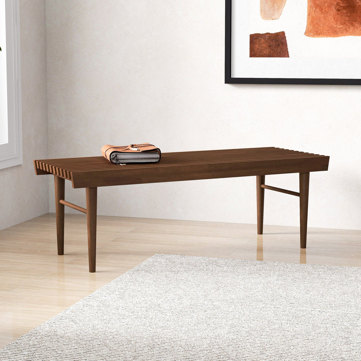 Mia - Mid-Century Modern Bench - Dark Brown by Ashcroft Furniture | Bel Furniture