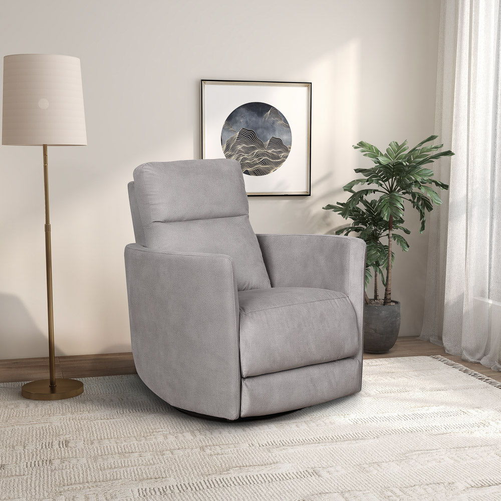Lawson - Swivel Glider Suede Recliner Chair - Latte by Ashcroft Furniture | Bel Furniture