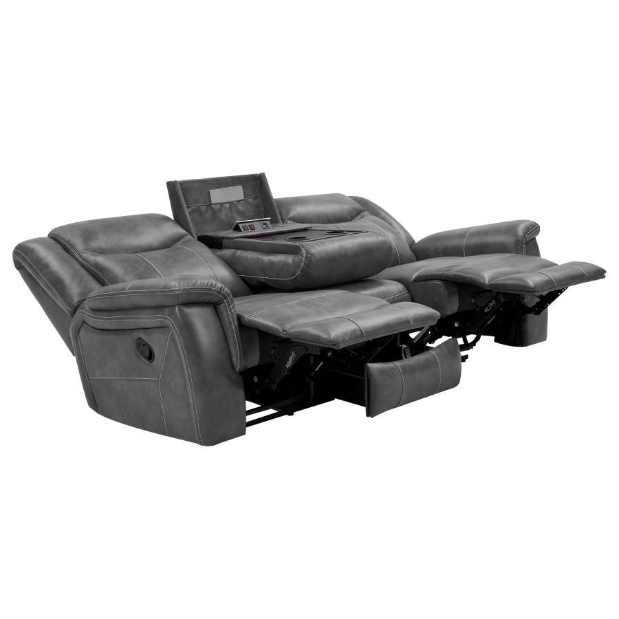 Conrad - Upholstered Padded Arm Motion Sofa - Gray by CoasterEveryday | Bel Furniture