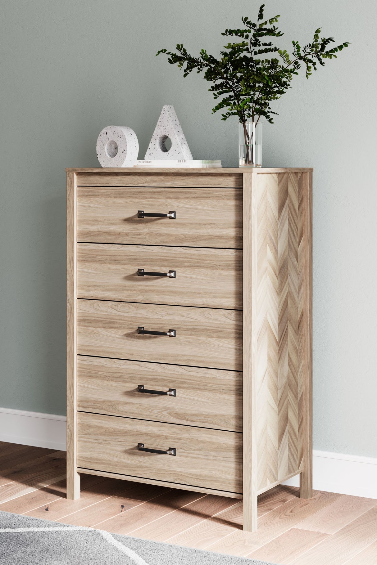 Battelle - Tan - Five Drawer Chest by Signature Design by Ashley® | Bel Furniture