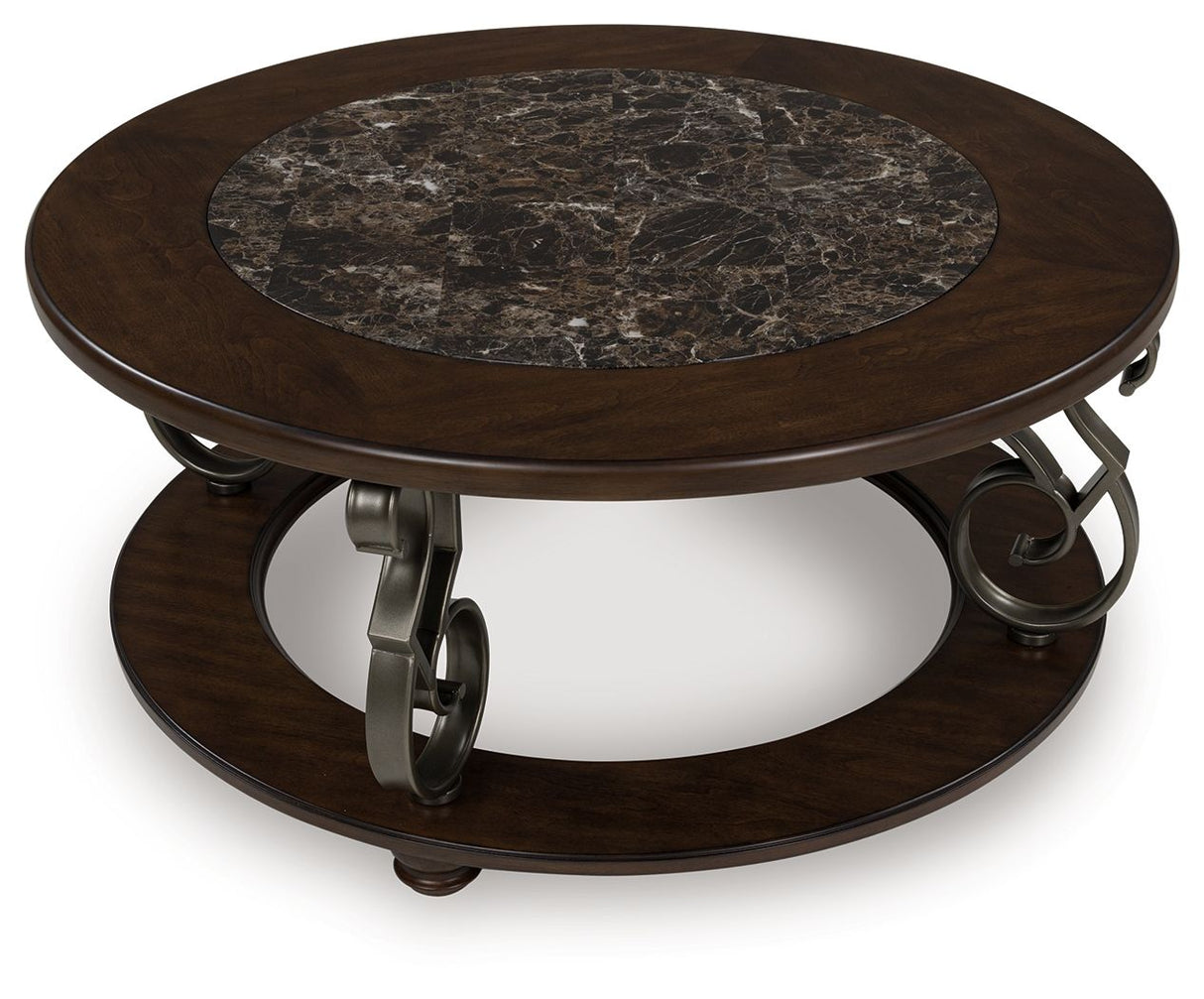 Frallyn - Dark Brown - Round Cocktail Table by Signature Design by Ashley® | Bel Furniture