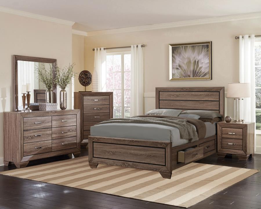 Kauffman - Wood Storage Panel Bed Light Brown California King by CoasterEveryday | Bel Furniture