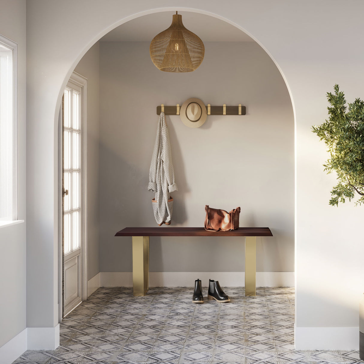 Lewis - Bench - Cognac by Simpli-Home | Bel Furniture