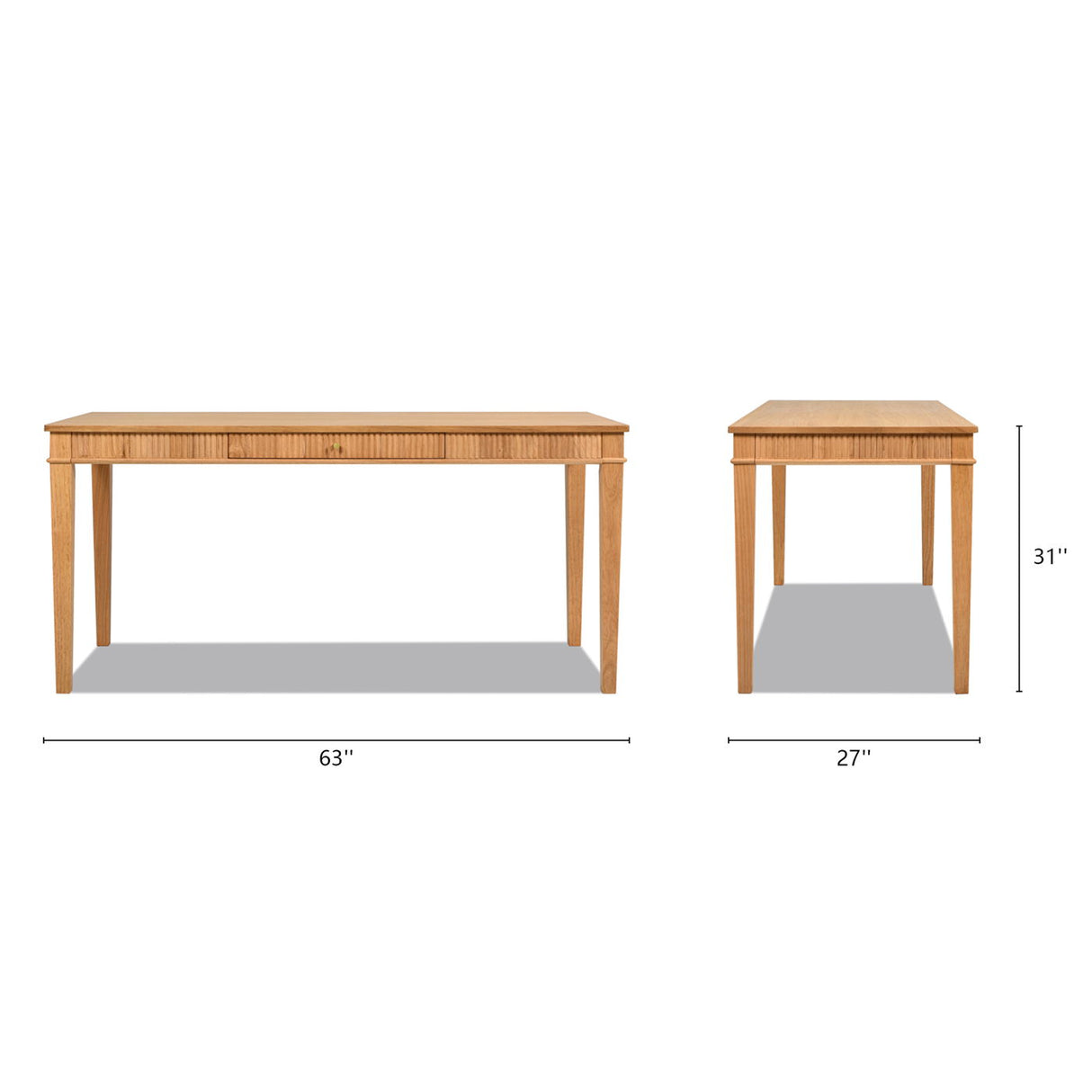 Dumont - Modern Farmhouse 1 Drawer Fluted Home Office Writing Desk - Natural Blonde by Jennifer Taylor Home | Bel Furniture