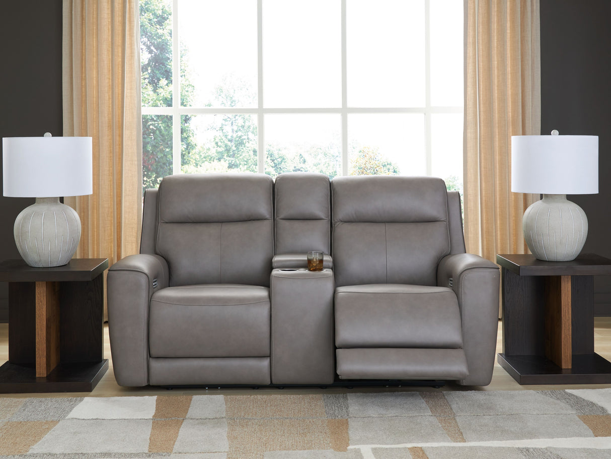 5Z-Comfort - Relaxation - Power Reclining Loveseat with Console / Adj Headrest by Signature Design by Ashley® | Bel Furniture
