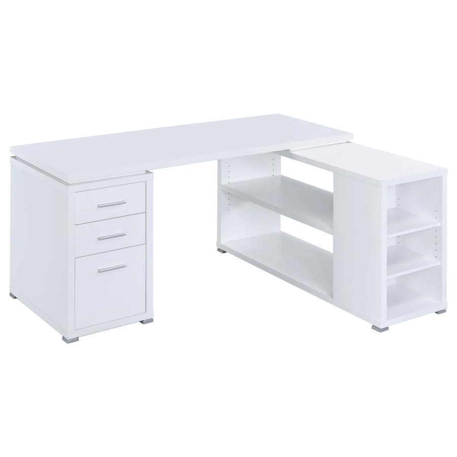Yvette - 3-Drawer L-Shape Computer Desk White by CoasterEveryday | Bel Furniture
