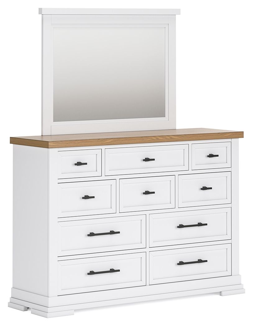 Ashbryn - White / Natural - Dresser And Mirror by Benchcraft® | Bel Furniture