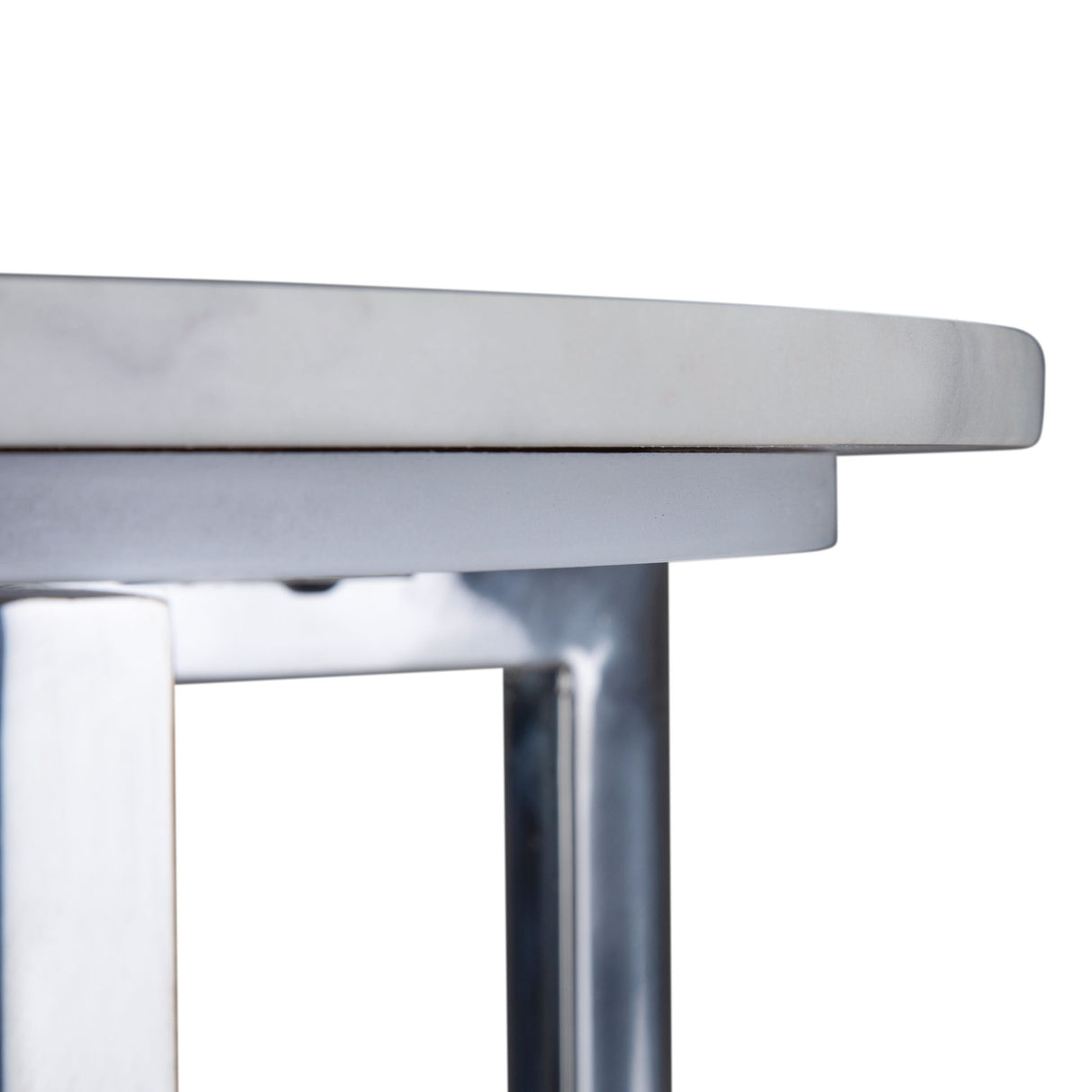Marsden - Side Table With Polished Stainless Steel Base - White / Silver by Simpli-Home | Bel Furniture