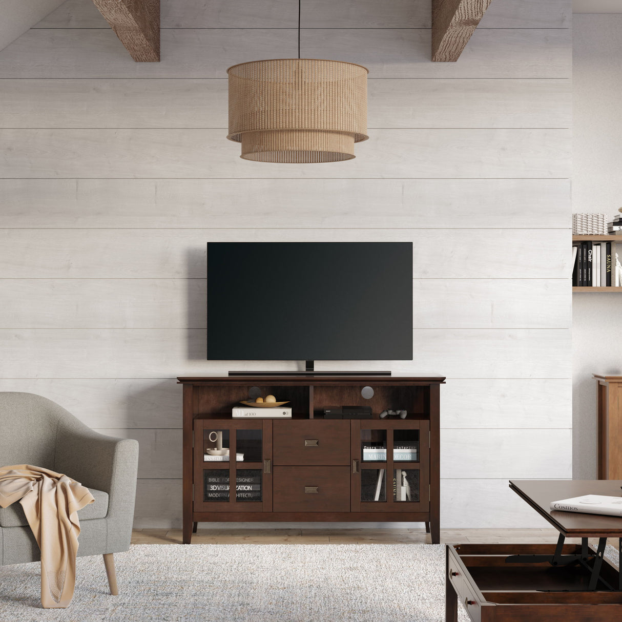 Artisan - TV Media Stand, Handcrafted - Russet Brown by Simpli-Home | Bel Furniture