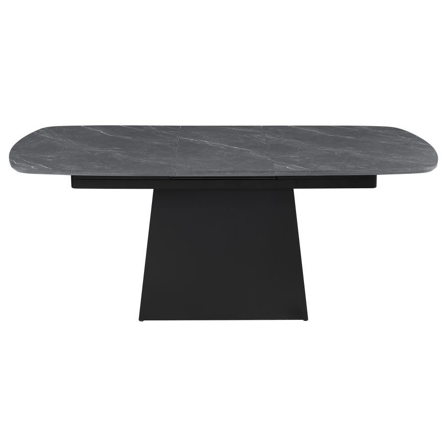 Potero - Faux Marble Extension Leaf Dining Table - Black by Coaster Fine Furniture | Bel Furniture