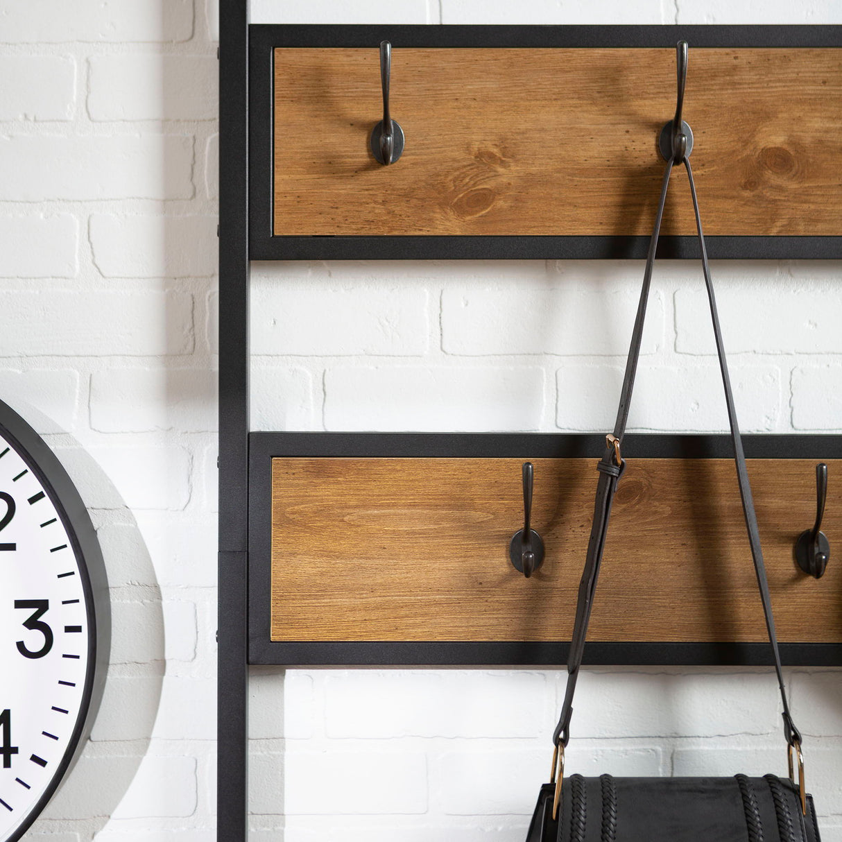 Rustic X-Back Hall Tree With Bench by Walker Edison | Bel Furniture