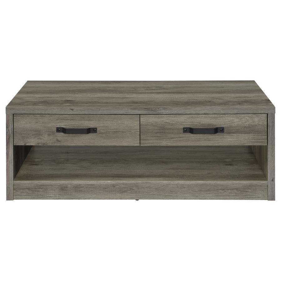 Felix - 2-Drawer Engineered Wood Coffee Table - Gray Driftwood by Coaster Fine Furniture | Bel Furniture