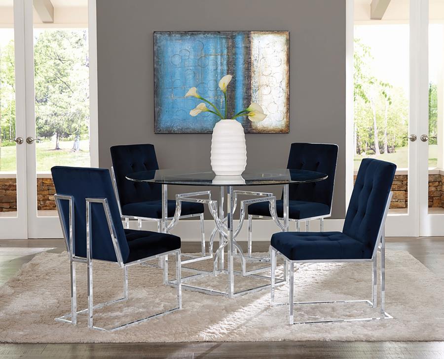 Starlight - Round Glass Top Metal Dining Table by Coaster Fine Furniture | Bel Furniture