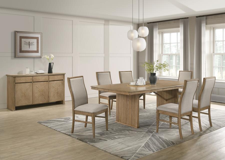 Adina - Extension Dining Set Light Brown 8 Pc. Table, 6 Chairs, Server by Coaster Fine Furniture | Bel Furniture