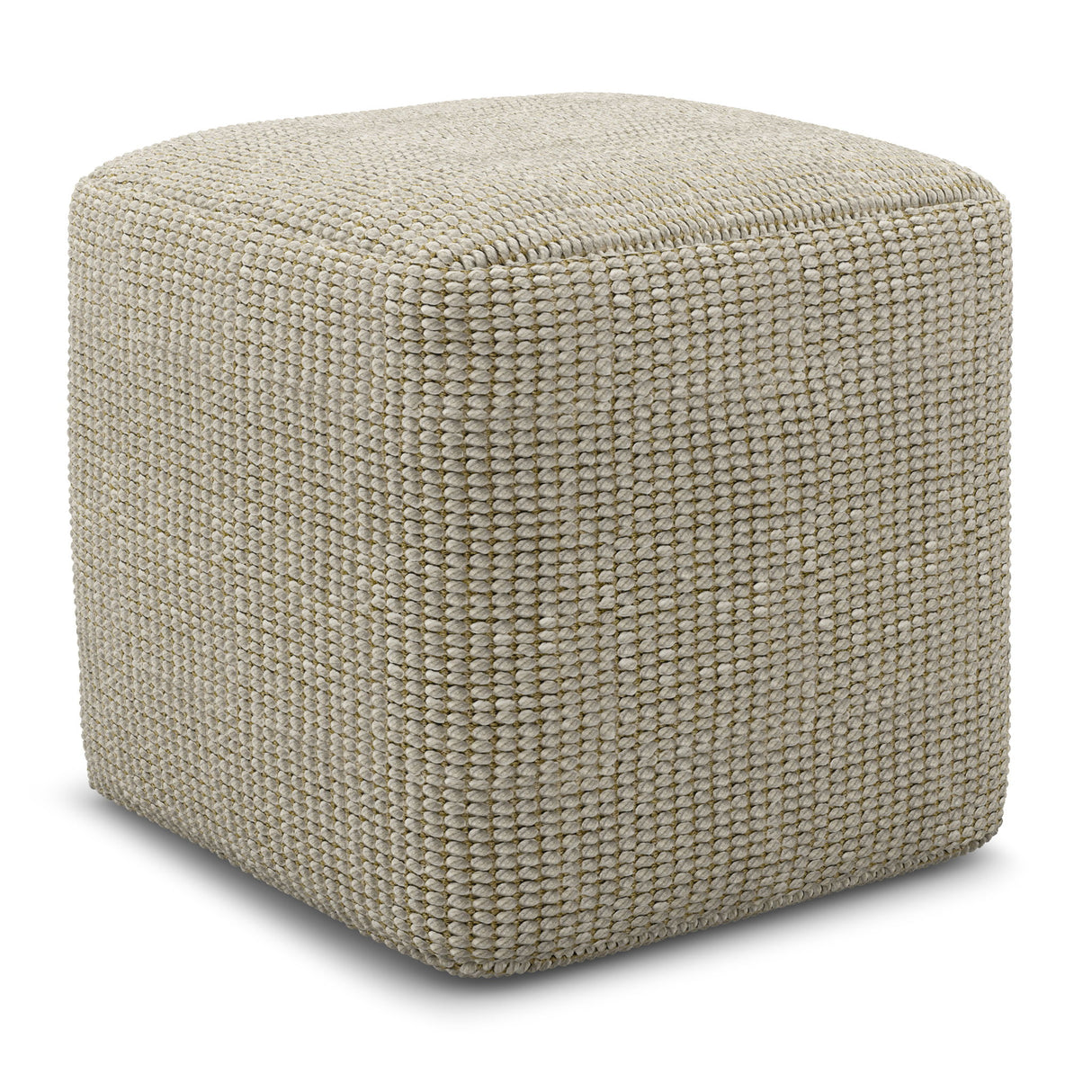 Zelma - Square Woven Outdoor / Indoor Pouf - Cream / Natural by Simpli-Home | Bel Furniture