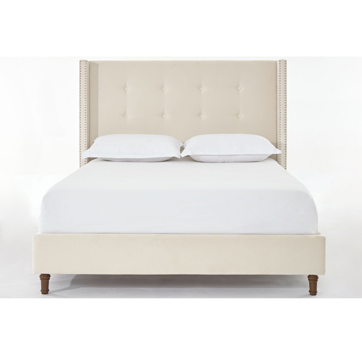 Peyton - Upholstered Bed With 54" High Headboard, Traditional Hand Buttoned Tufting