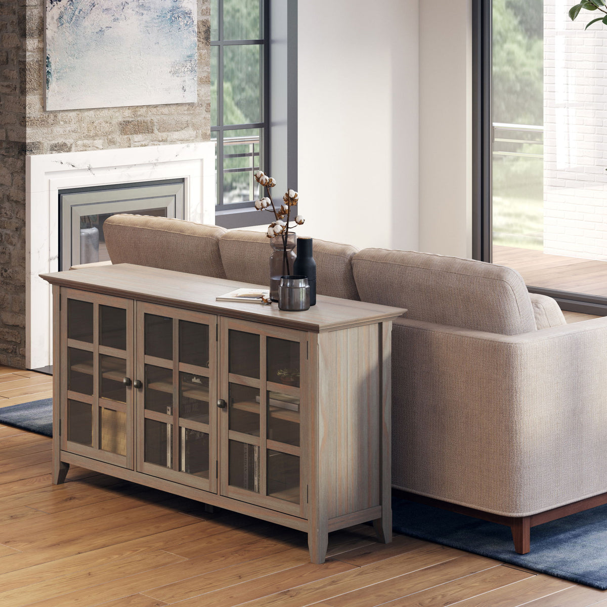 Acadian - Wide Storage Cabinet - Distressed Gray