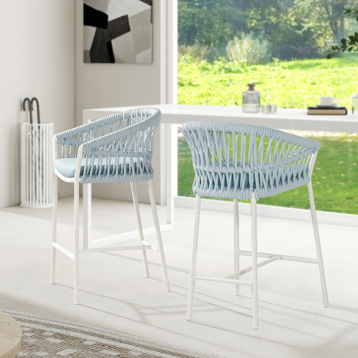 Maiden - Patio Counter Stool Sunproof Olefin (Set of 2) by Jennifer Taylor Home | Bel Furniture