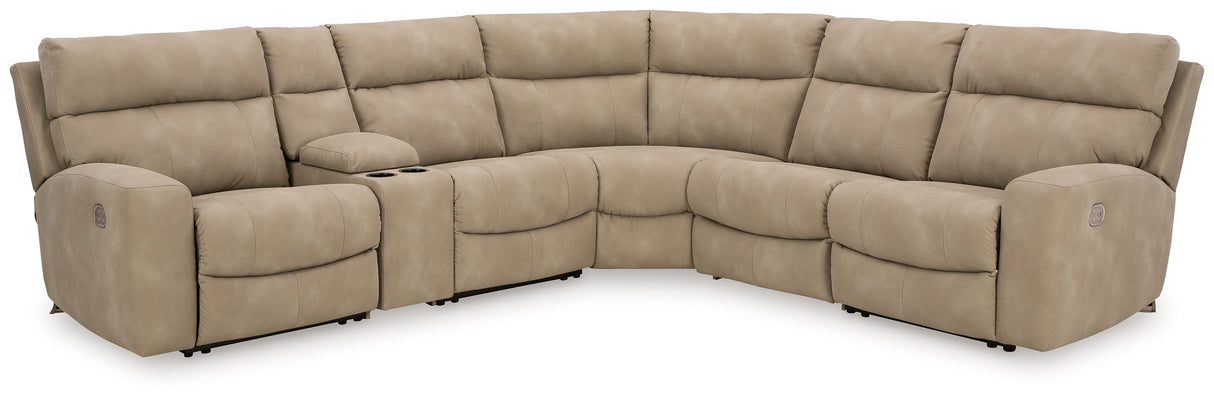 Next-Gen Durapella - Reclining Sectional Beige 6 Pc. Power Reclining Sectional With Storage Console by Signature Design by Ashley® | Bel Furniture
