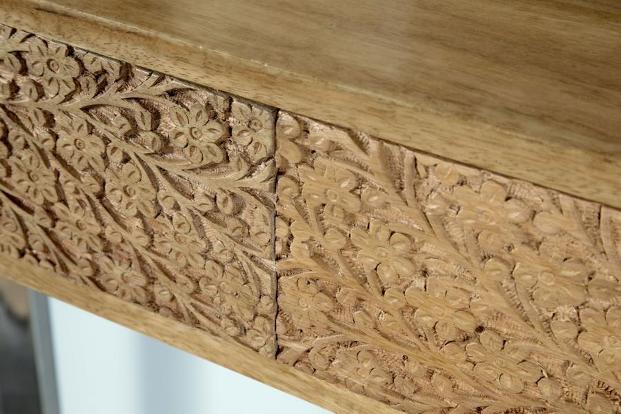 Draco - 2-Drawer Console Table Hand Carved Details - Natural by CoasterEveryday | Bel Furniture