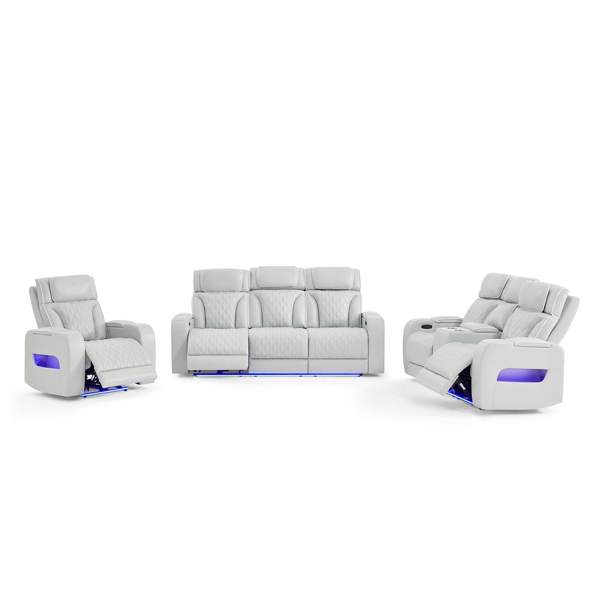 Julian - Power Recliner With Power Headrest And LED Lighting - Silver