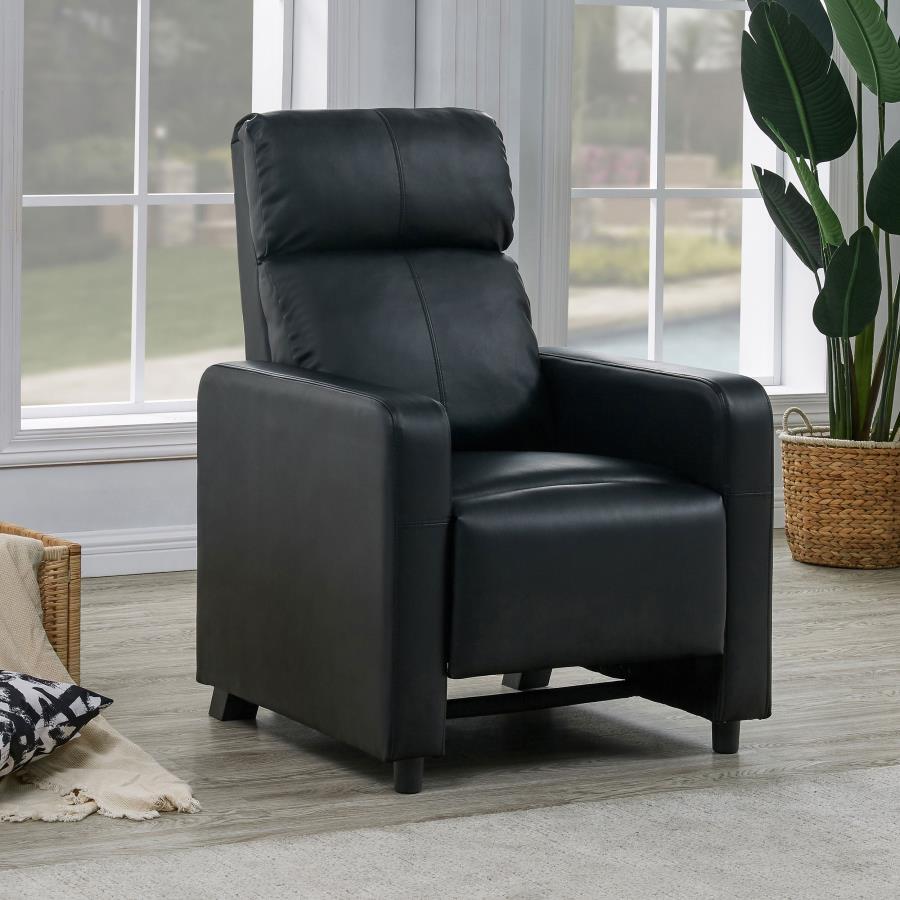 Toohey - Upholstered Home Theater Push Back Recliner - Black by CoasterEveryday | Bel Furniture