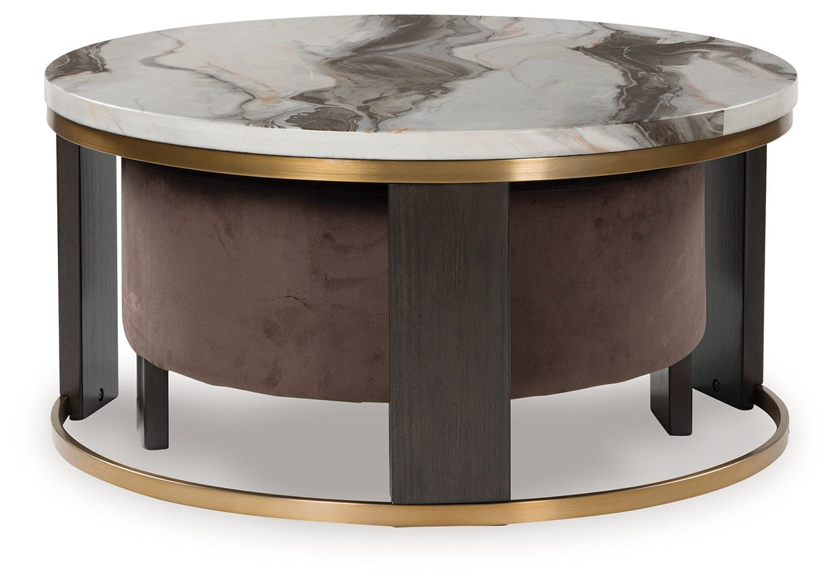 Jazmore - Brown / Brass Finish - Nesting Cocktail Tables (Set of 2) by Signature Design by Ashley® | Bel Furniture