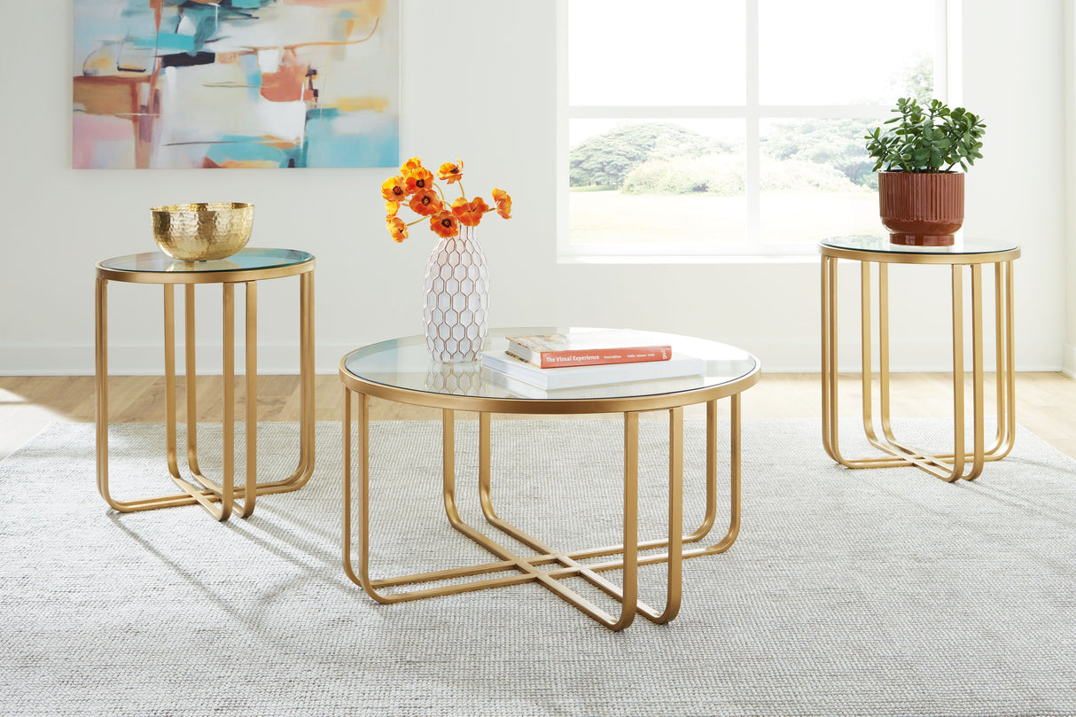 Milloton - Gold - Occasional Table Set (Set of 3) by Signature Design by Ashley® | Bel Furniture