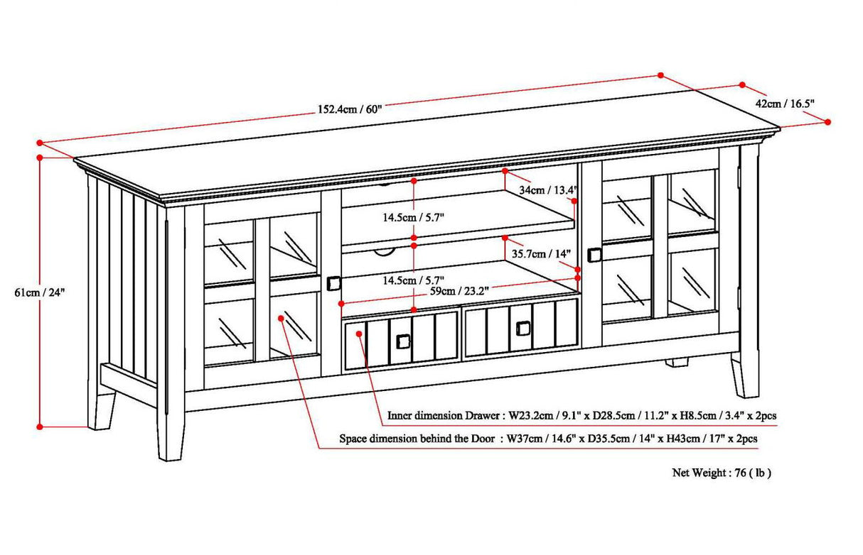 Acadian - TV Media Stand by Simpli-Home | Bel Furniture