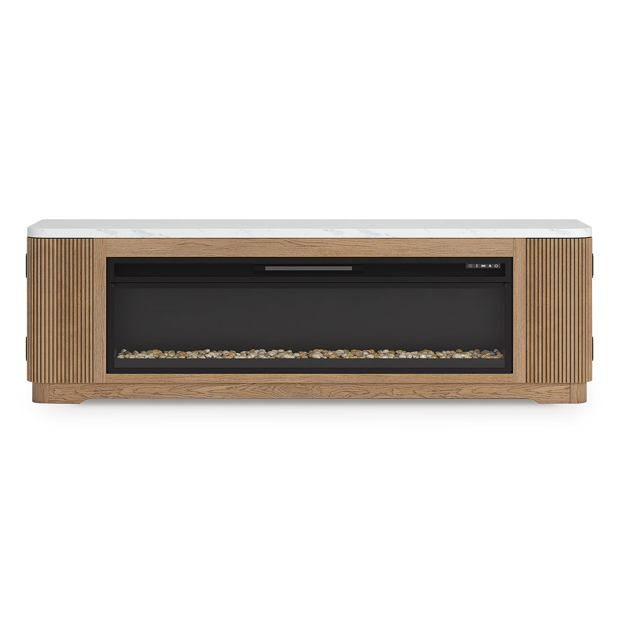 Camdill - 80" TV Stand With Electric Fireplace - Light Brown