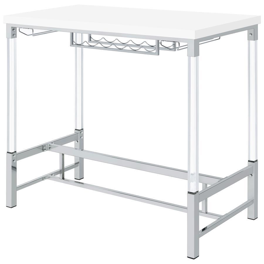 Norcrest - Acrylic Leg Bar Table - White High Gloss by Coaster Fine Furniture | Bel Furniture