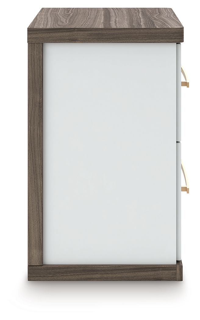 Kendanport - Two Drawer Night Stand - Brown / White