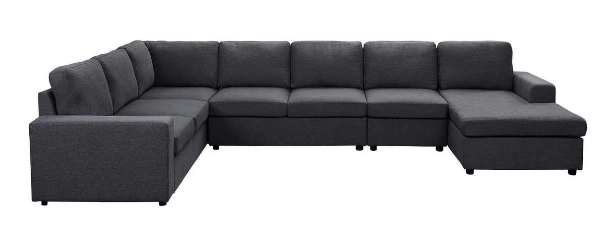 Hayden - Linen 7 Seat Reversible Modular Sectional Sofa Chaise by Lilola Home | Bel Furniture