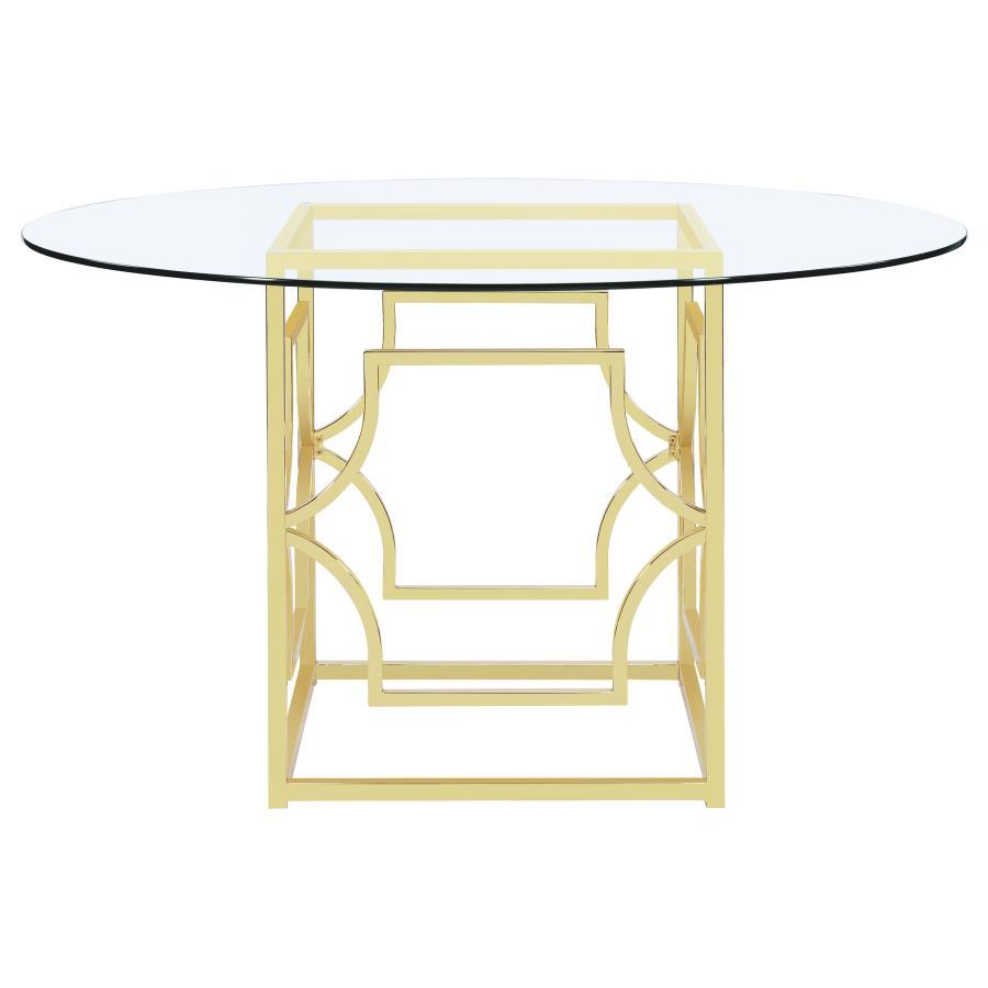 Starlight - Round Glass Top Metal Dining Table by Coaster Fine Furniture | Bel Furniture