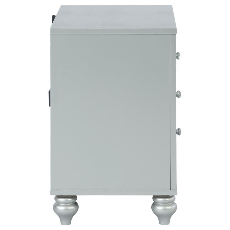 Gunnison - 2-Drawer Nightstand - Silver Metallic by CoasterEssence | Bel Furniture