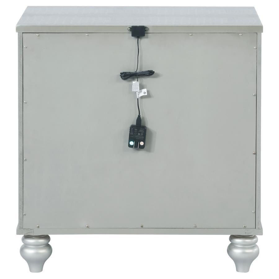 Gunnison - 2-Drawer Nightstand - Silver Metallic by CoasterEssence | Bel Furniture