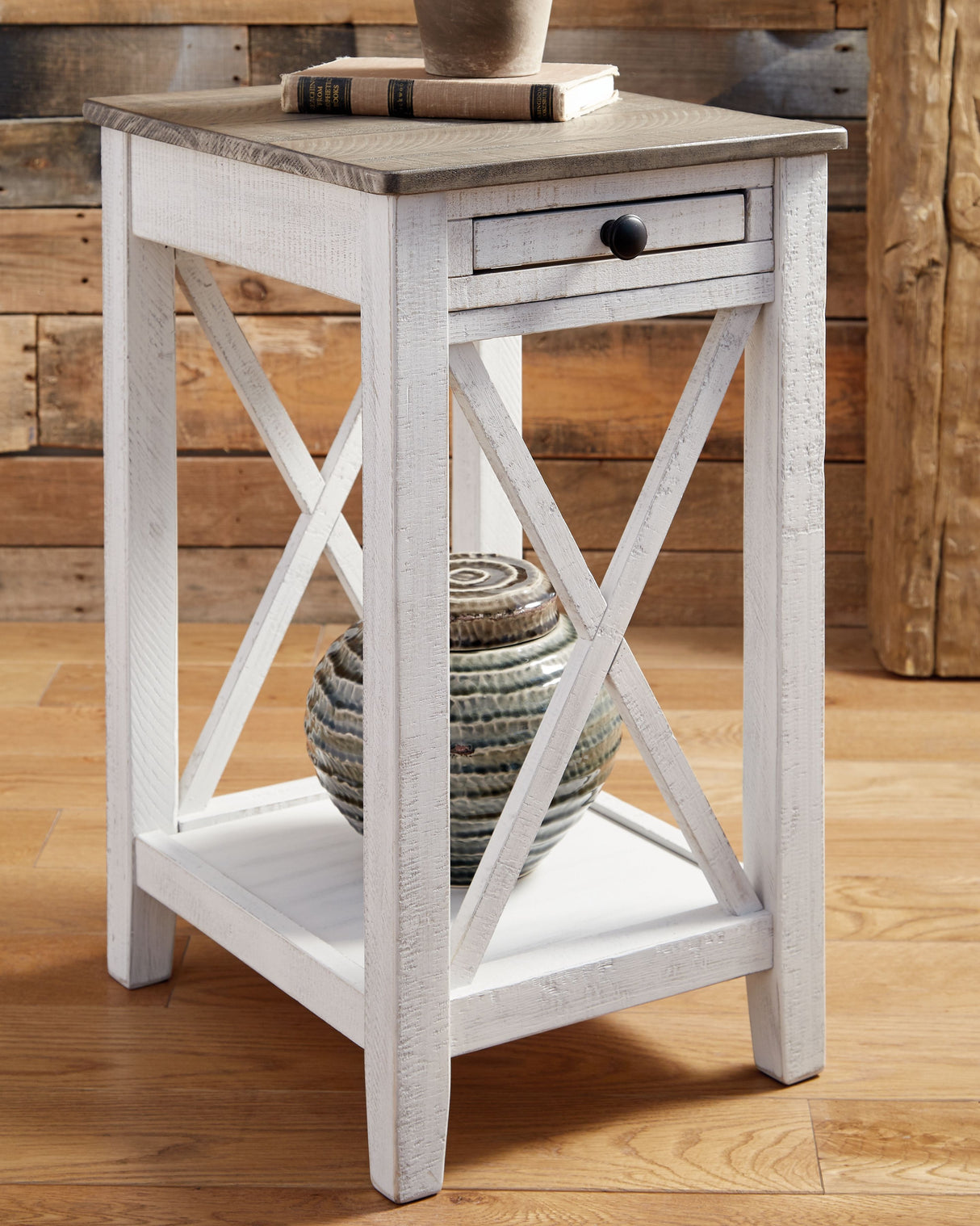 Adalane - White / Gray - Accent Table by Signature Design by Ashley® | Bel Furniture