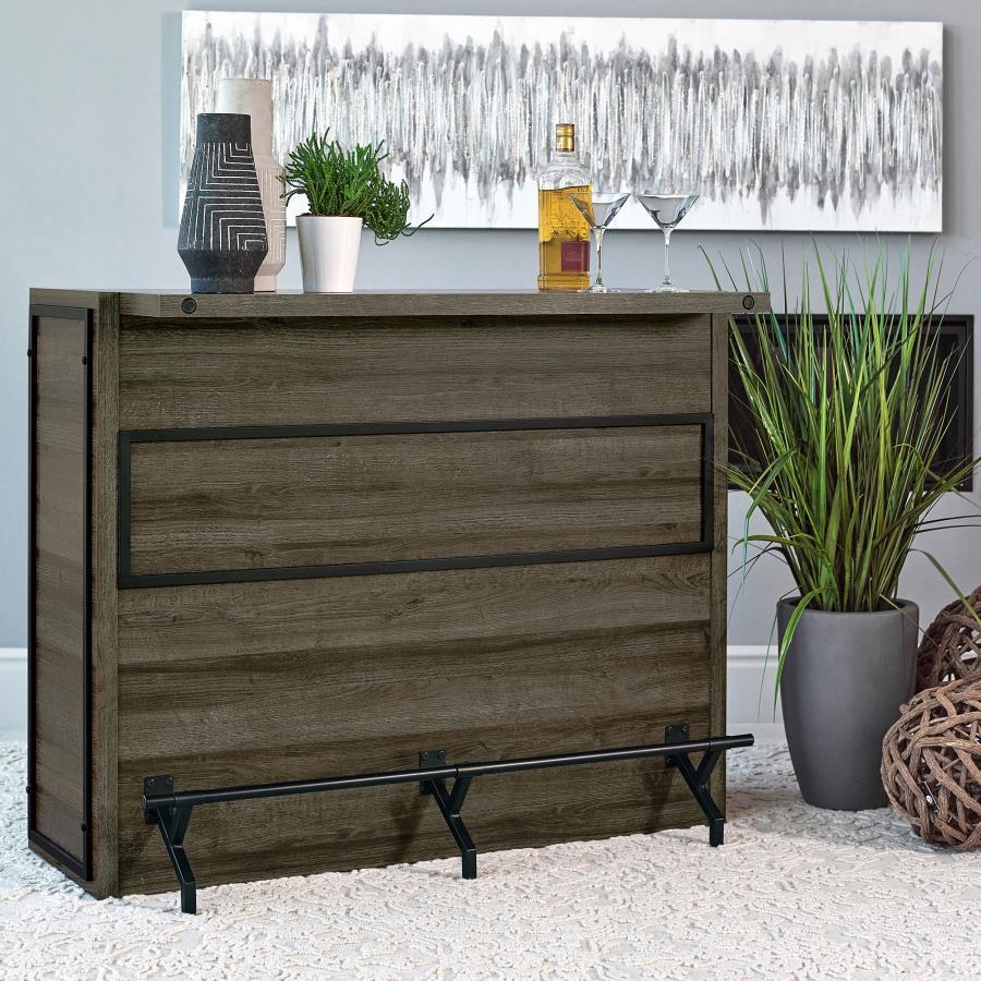 Joe - 5-Shelf Composite Wood Home Bar Wine Cabinet - Aged Oak by CoasterEveryday | Bel Furniture