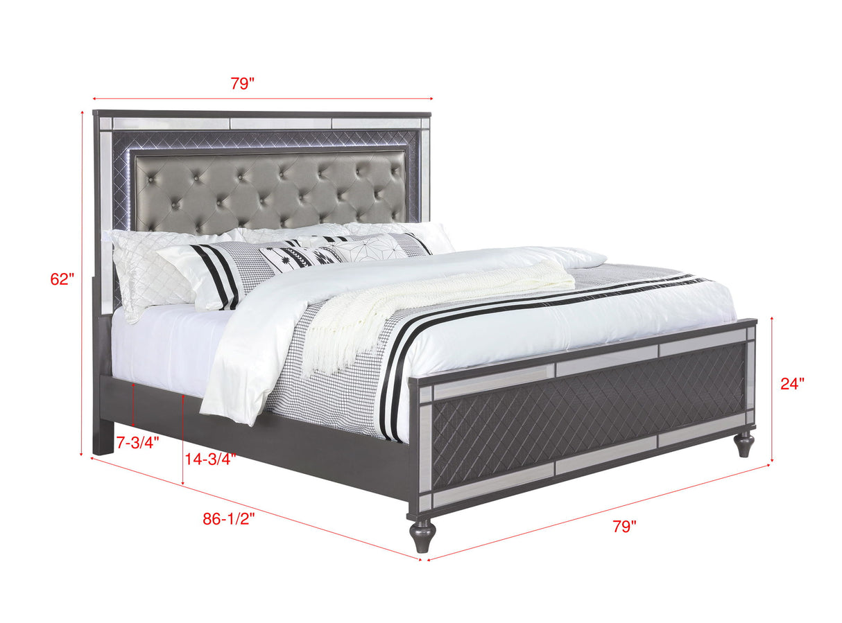 Refino - Bedroom Set - Gunmetal by Crown Mark | Bel Furniture