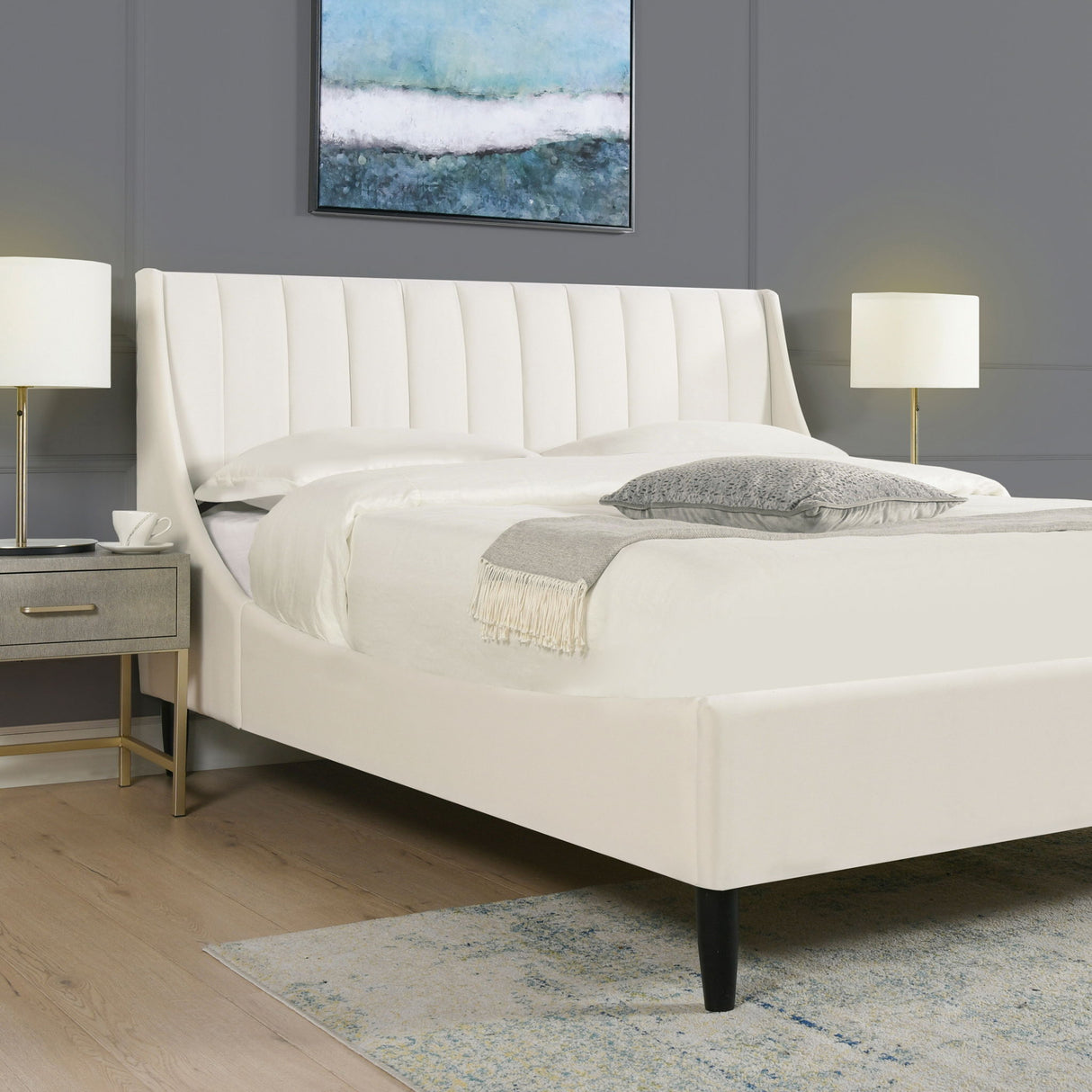 Aspen - Vertical Tufted Modern Headboard Platform Bed Set by Jennifer Taylor Home | Bel Furniture